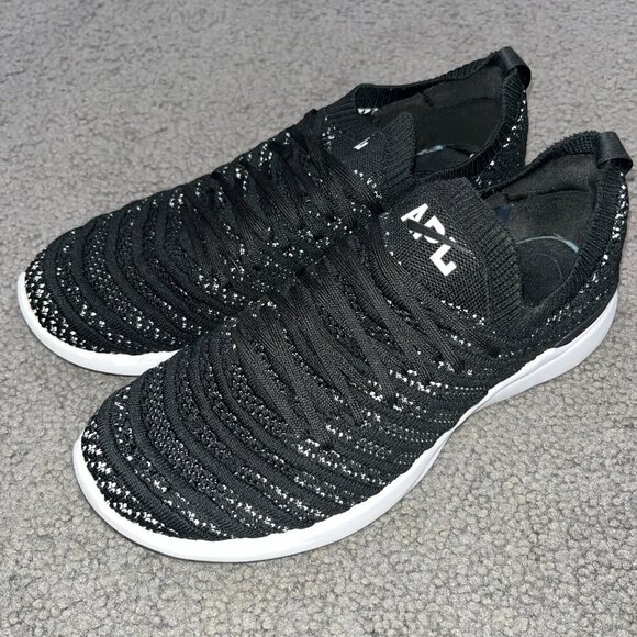 APL Athletic Propulsion Labs Women's Techloom Wave Runners Sz 10 Black White EUC - Picture 2 of 13